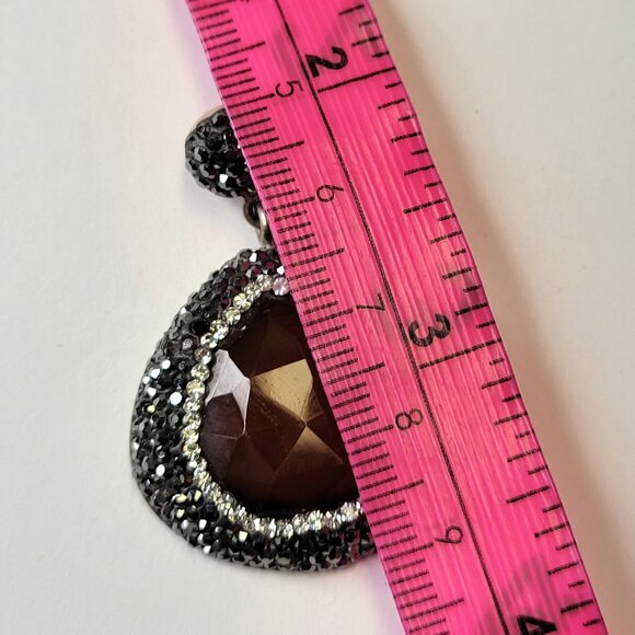 Brown Agate Swaroski Pendant 925 Sterling Silver - Picture 12 of 14